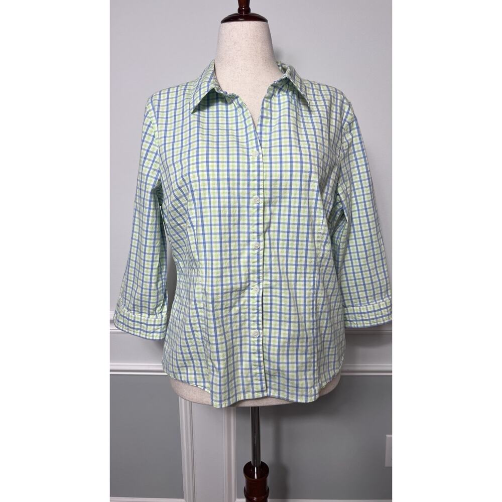 SAG HARBOR SPORT-XL-Shirt-Stretchy- Blue Green-Resort-Vacation-Coastal Casual